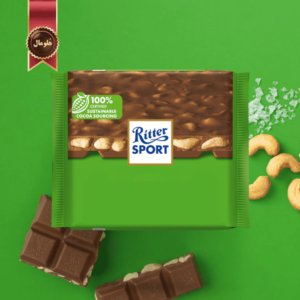 شکلات تخته ای ریتر اسپرت آجیل مدل بادام هندی Ritter sport Nut selection cashew وزن 100 گرم (اورجینال)