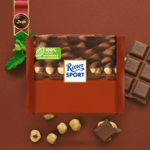 شکلات تخته ای ریتر اسپرت مدل آجیل فندق کامل Ritter sport nut selection whole hazelnuts وزن 100 گرم (اورجینال)