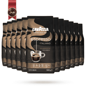 6 بسته دانه قهوه لاوازا مدل اسپرسو lavazza espresso یک کیلویی (2 عدد * 500 گرم) (اورجینال)