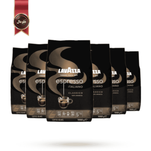 دانه قهوه لاوازا lavazza مدل اسپرسو espresso یک کیلویی بسته 6 عددی (12 عدد * 500 گرم)