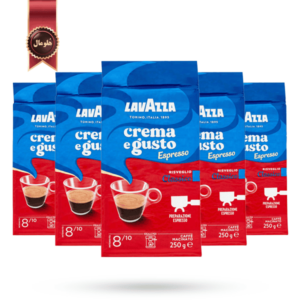 6 عدد پودر قهوه لاوازا lavazza مدل کرما اِ گاستو اسپرسو کلاسیک Crema e gusto espresso classico وزن 250 گرم
