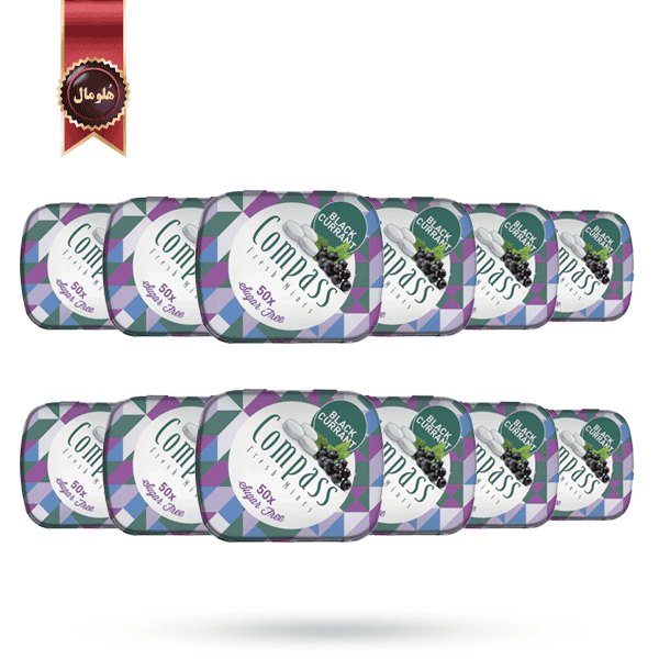 12 عدد قرص خوشبوکننده دهان کامپس compass مدل توت سیاه black currant