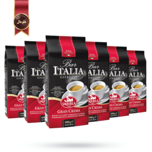 6 بسته دانه قهوه ایتالیا ساکوئلا مدل Gran Crema یک کیلویی