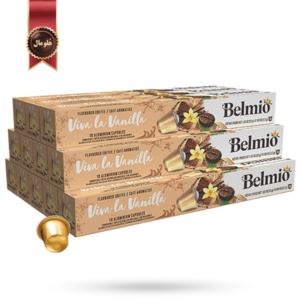 12 بسته کپسول قهوه بلمیو belmio مدل زنده باد وانیل Viva la Vanilla پک 10 تایی