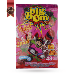 آبنبات چوبی بیگ بوم bigbom مدل توت beries پک 48 تایی (اورجینال)