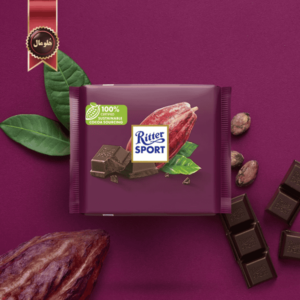 شکلات تخته ای ریتر اسپرت مدل شکلات تلخ Ritter sport Dark chocolate 50% وزن 100 گرم (اورجینال)