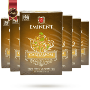 6 عدد چای سیاه امیننت eminent مدل هلدار cardamom وزن 200 گرم