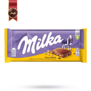 شکلات تخته ای میلکا milka مدل ریسو سوفیاتو riso soffiato وزن 100 گرم