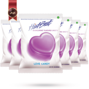 6 بسته آبنبات عشق هارتبیت hartbeat مدل طعم توت سیاه blackcurrant وزن 150 گرم