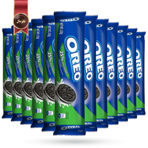 24 عدد بیسکویت اورئو oreo مدل 25% شکر کمتر less sugar وزن 128.8 گرم