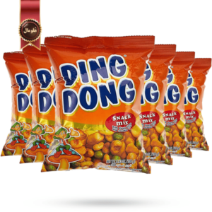6 عدد اسنک میکس دینگ دونگ ding dong مدل لوبیا فاوا و آجیل کراکر fava beans and cracker nuts وزن 100 گرم