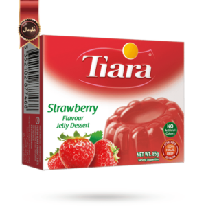 6 عدد پودر ژله تیارا tiara طعم توت فرنگی strawberry وزن 85 گرم