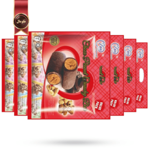 6 بسته ماس کوکی mas cookies مدل میله شکلات ترد بادام زمینی choco peanut crunchy bar وزن 300 گرم
