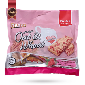 شکلات غلات اوت ویت Oat wheat با شکلات سفید و توت فرنگی مدل monti وزن 400 گرم