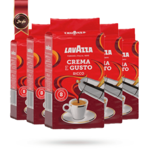 6 عدد پودر قهوه لاوازا lavazza مدل کرما اِ گاستو ریکو Crema e gusto ricco وزن 250 گرم