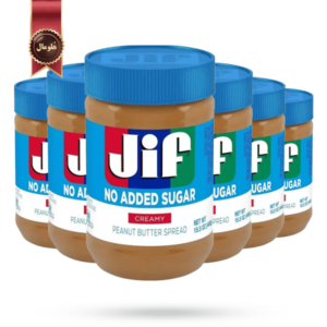 6 عدد کره بادام زمینی جیف jif مدل بدون شکر no added sugar وزن 454 گرم