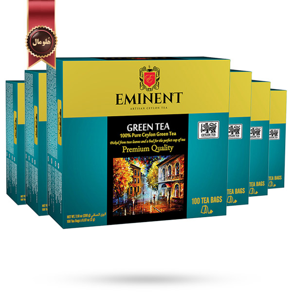 6 بسته چای تی بگ امیننت eminent مدل چای سبز Green tea پک 100 تایی