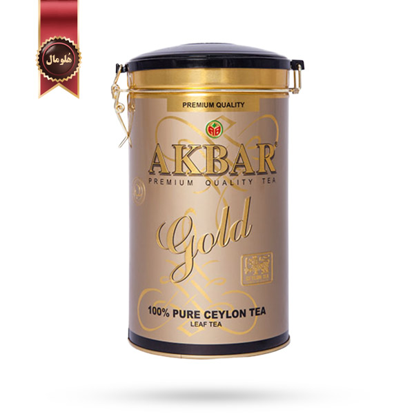 چای قوطی اکبر Akbar مدل گلد Gold وزن 450 گرم
