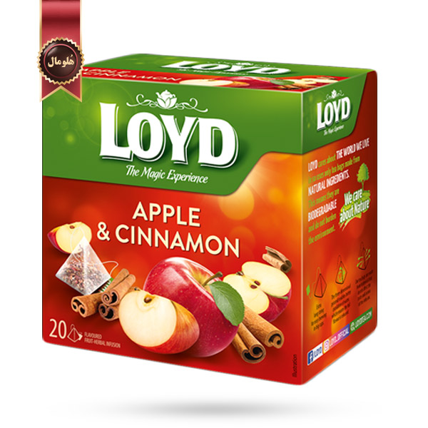 چای کیسه ای هرمی لوید LOYD مدل سیب و دارچین Apple & Cinnamon پک 20 تایی