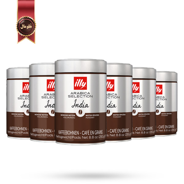 6 عدد دانه قهوه قوطی ایلی illy مدل هند India وزن 250 گرم