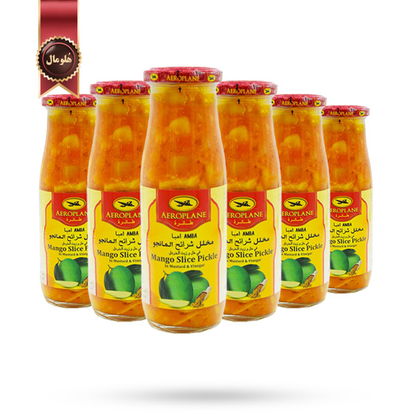 6 عدد ترشی ایرپلین (هواپیما) Aeroplane مدل انبه و ترکیب خردل و سرکه Mango in Mustard & Vinegar وزن 450 گرم