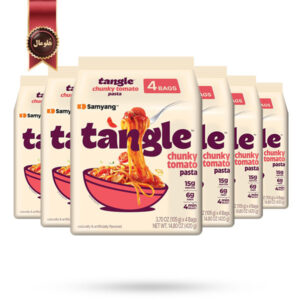 6 بسته نودل تانگل سامیانگ samyang Tangle مدل گوجه‌ای چانکی Chunky Tomato وزن 105 گرم پک 4 تایی
