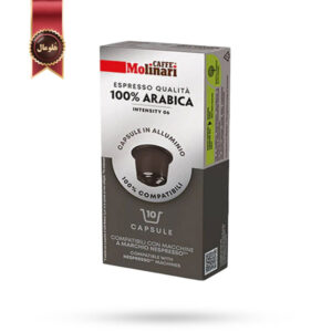 کپسول قهوه اسپرسو مولیناری Molinari مدل 100 درصد عربیکا 100% Arabica پک 10 تایی