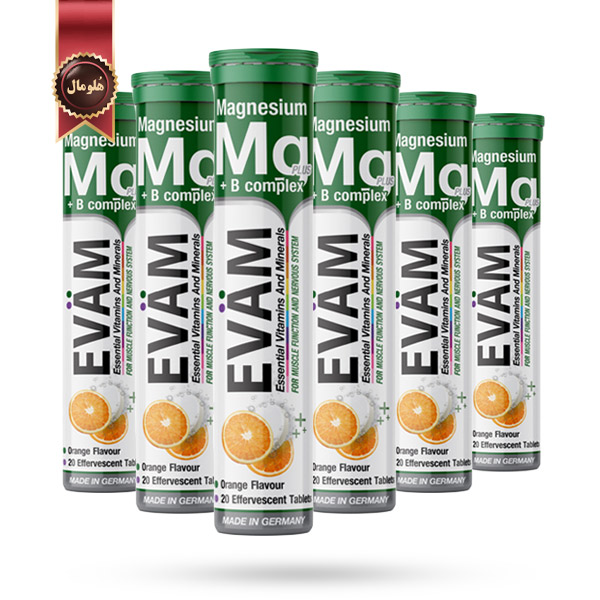 6 بسته قرص جوشان ایوام evam مدل منیزیم و ویتامین بی کمپلکس Magnesium + Vitamin B-Complex