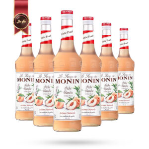 6 عدد سیروپ مونین Monin طعم هلو سفید White Peach حجم 700 میلی لیتر
