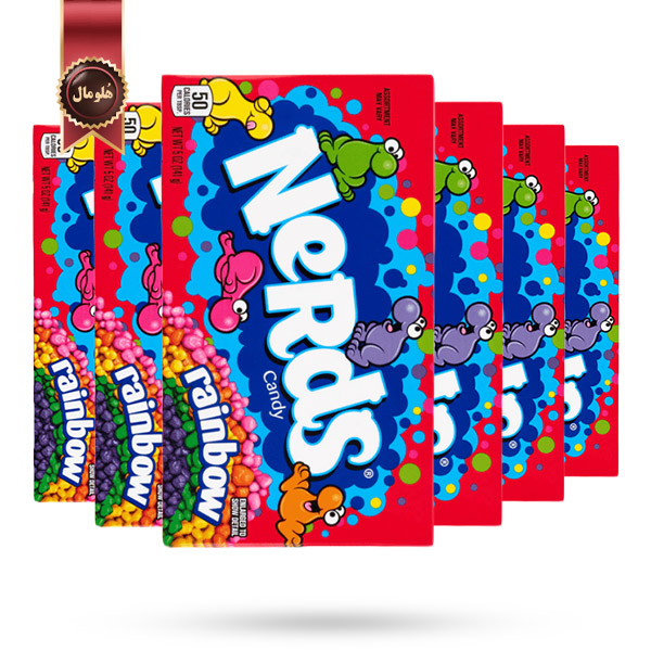 6 بسته آبنبات رنگارنگ نردز Nerds طعمهای میوهای Rainbow وزن 141 گرم