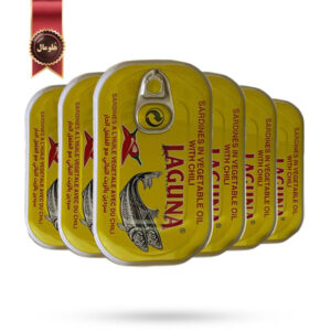 6 عدد کنسرو ماهی ساردین لاگونا laguna مدل در روغن گیاهی با فلفل تند Vegetable Oil with Chili وزن 125 گرم