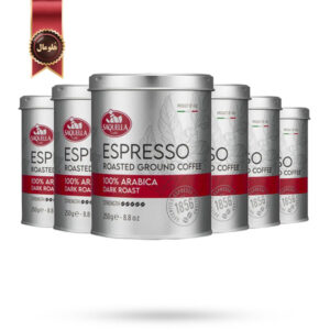 6 عدد پودر قهوه قوطی ساکوئلا saquella مدل اسپرسو دارک رست espresso dark roast وزن 250 گرم