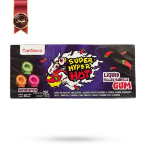 آدامس بادکنکی کانفیتکا سوپر هایپر هات Super Hyper Hot Confiteca با طعم متنوع و مغزی تند assorted بسته 60 عددی (اورجینال)