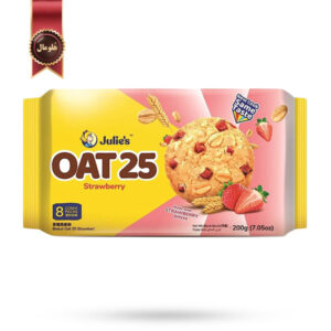 بیسکوییت اوت جولیز Julie’s Oat 25 مدل توت‌ فرنگی Strawberry پک 8 عددی (اورجینال)