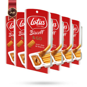 6 بسته بیسکویت لوتوس Lotus مدل همراه با کرم بیسکوییت with Biscoff spread dip پک 8 تایی (اورجینال)