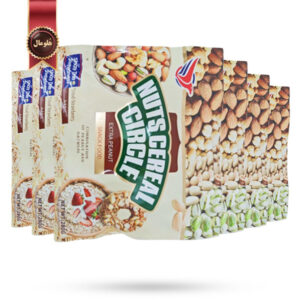 6 بسته شکلات غلات دایره ای ناتس کرال Nuts Cereal با توت‌ فرنگی خشک‌ شده یینگ پی Dried-Strawberry وزن 280 گرم (اورجینال)