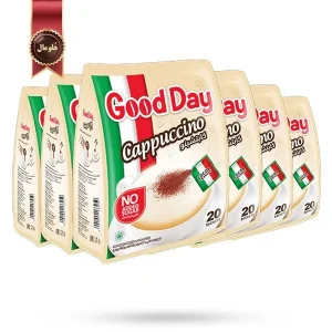 6 بسته کاپوچینو گوددی GOOD DAY مدل بدون شکر اضافه No Added Sugar پک 20 ساشه ای (اورجینال)