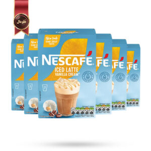 6 بسته کافی میکس نسکافه Nescafe مدل آیس لاته وانیل کرمی Iced Latte Vanilla Cream پک 7 ساشه ای (اورجینال)