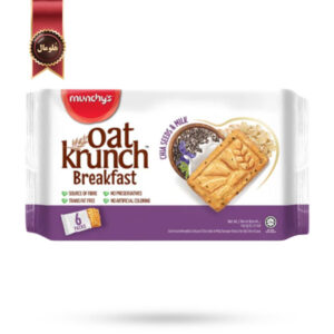 بیسکوییت صبحانه اوت کرانچ مانچیز Munchy’s Oat Krunch طعم دانه چیا و شیر Chia Seed & Milk پک 6 تایی (اورجینال)