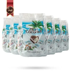 6 بسته شکلات زیلی Zilli مدل نارگیل و شکلات شیری coconut milk Chocolate یک کیلویی (اورجینال)
