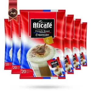 6 بسته کاپوچینو علی کافه Alicafe مدل فرنچ رست French Roast پک 20 ساشه ای (اورجینال)