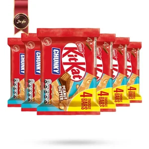 6 بسته شکلات کیت کت kitkat مدل چانکی کره بادام‌ زمینی Chunky Peanut Butter پک 4 تایی (اورجینال)