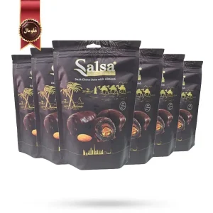 6 بسته شکلات خرمایی سالسا Salsa مدل شکلات تلخ با بادام Dark Chocolate With Almond وزن 250 گرم (اورجینال)
