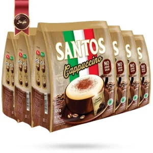 6 بسته کاپوچینو سانتوس santos مدل بدون شکر افزوده No Added Sugar پک 20 ساشه ای (اورجینال)