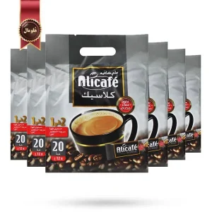 6 بسته کافی میکس علی کافه Alicafe مدل 2 در 1 کلاسیک بدون شکر Classic Sugar Free پک 20 ساشه ای (اورجینال)